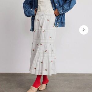 NWT Damson Madder EDEN LACE MIDI SKIRT - ROSE EMBROIDERY